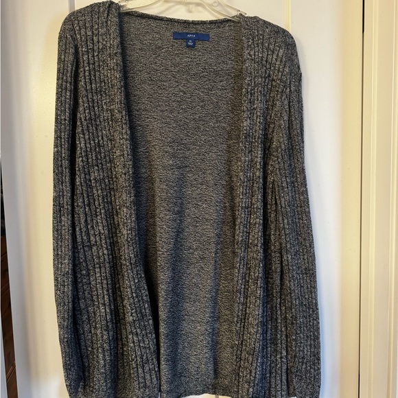 Apt. 9 Sweaters - Apt. 9 Gray Open-Front Ribbed Cardigan
